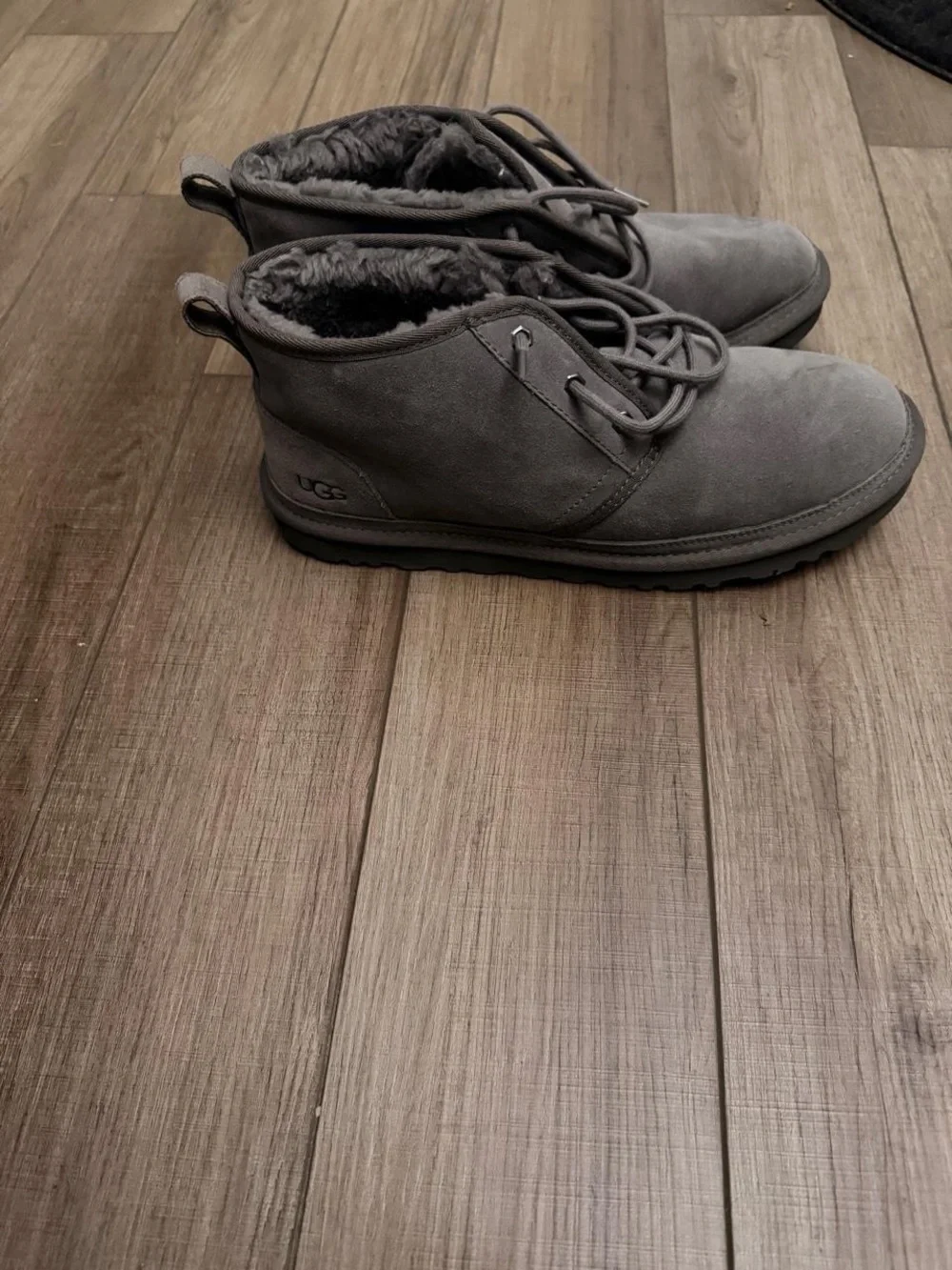 UGG Men's Charcoal Suede Chukka Boots with Shearling Lining